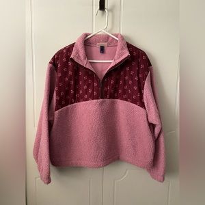 Cropped Fuzzy Pink Sweater